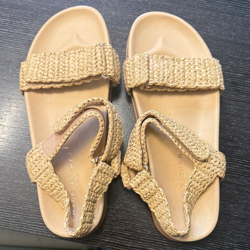 Marc Fisher Beige Woven Sandals